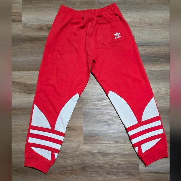 Adidas Big Trefoil Red White Jogger Sweatpants Size M - Picture 2 of 13